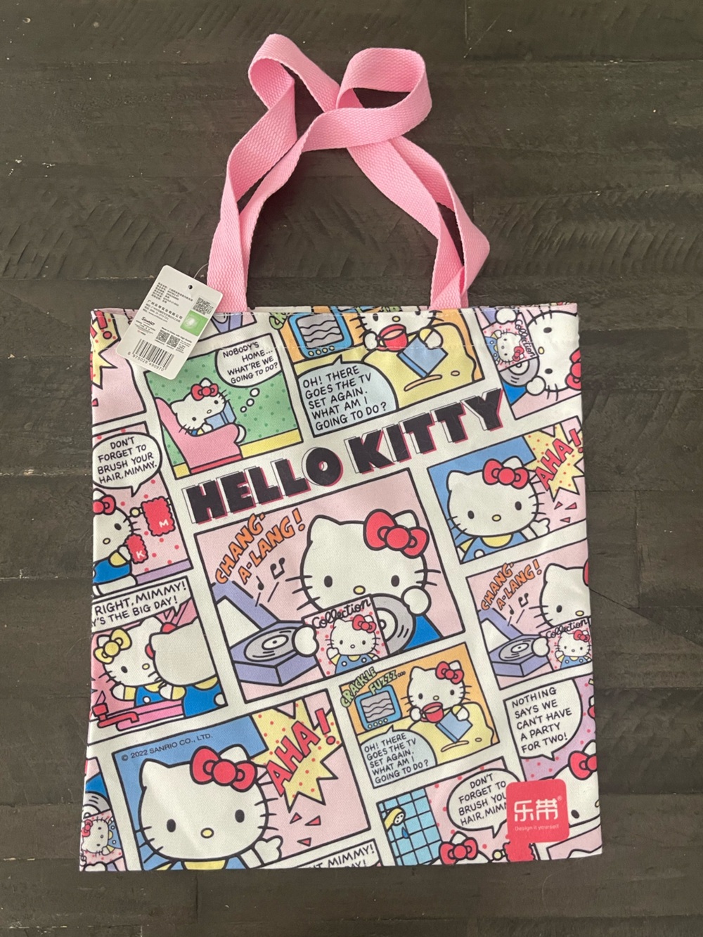 Hello Kitty Pink Multi-Color Comic Panel Tote